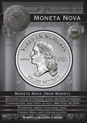 MONETA NOVA - 150,000 SATOSHI CRYPTO COLD STORAGE WALLET - 1 TROY OUNCE - 39MM - TOTAL MINTAGE: 100 (BUYER FUNDED) - Image 2